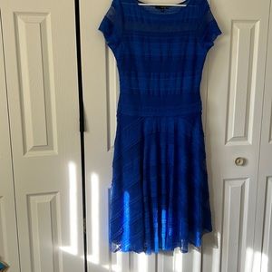 Beaded Scoop Lace Knee-length Dress with Jacket Royal Blue
